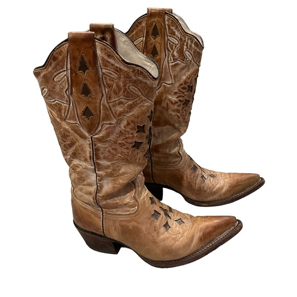 J.B. Dillon Reserve Distressed Leather Western Boots, Sz 7.5 - Picture 3 of 16